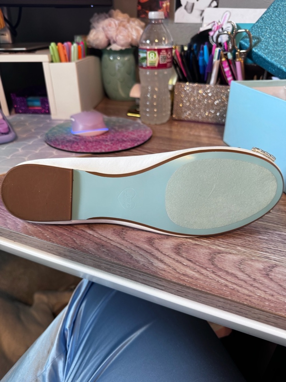 Blue by Betsey Johnson Ivory Ballet Flat with Crystal Bow - Picture 9 of 9
